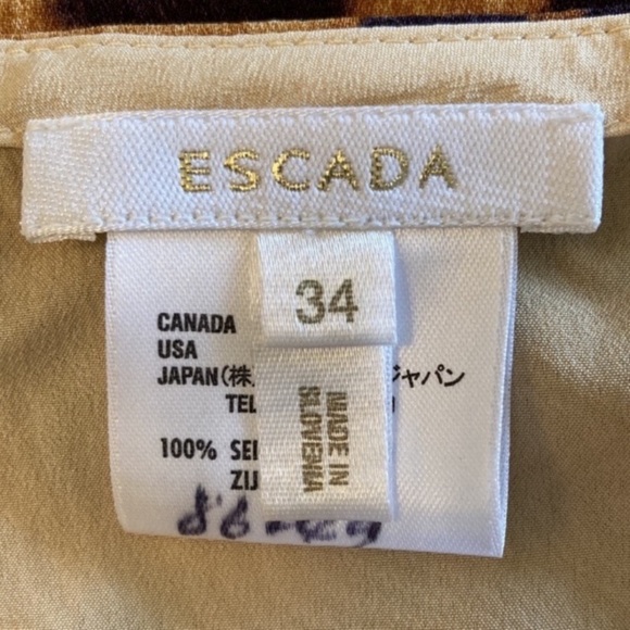 Escada silk leopard print skirt, lined, marked size 34=size 2 - Picture 8 of 11